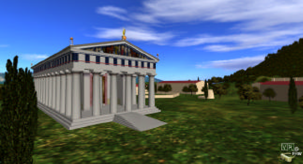 Virtual representation of the Temple of Zeus at Olympia [6].